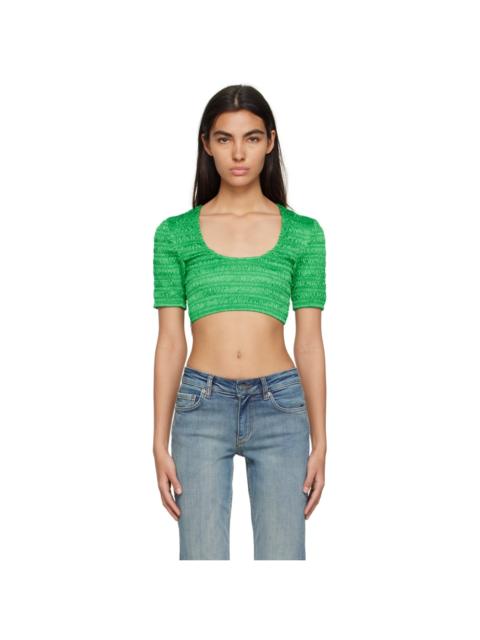 GANNI Green Ruched T-Shirt