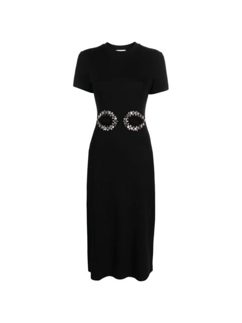Sandro crystal-embellished cut-out midi dress