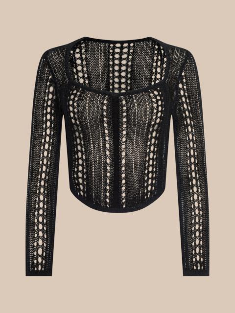 L'AGENCE Orine Pointelle Knit Top