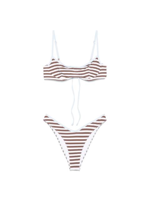 Frankies Bikinis striped bikini set