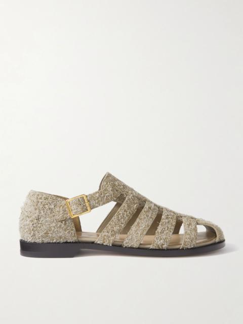 Loewe Campo cutout brushed-suede sandals Beige