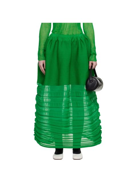 ISSEY MIYAKE Green December Moving Knit Midi Skirt
