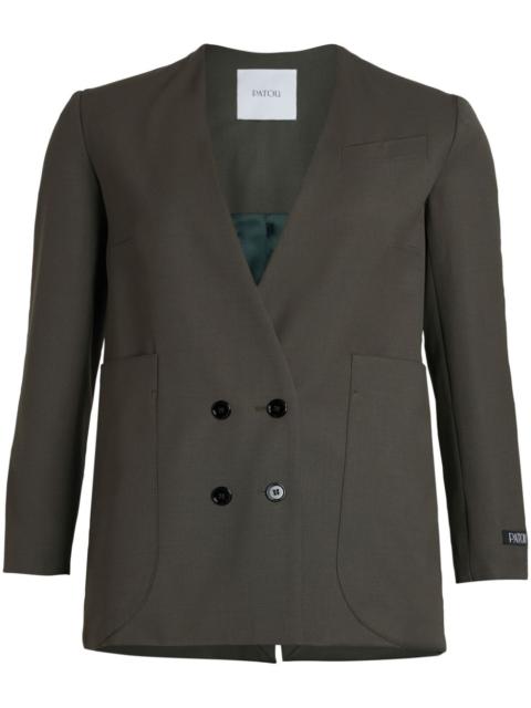PATOU collarless double-breasted blazer