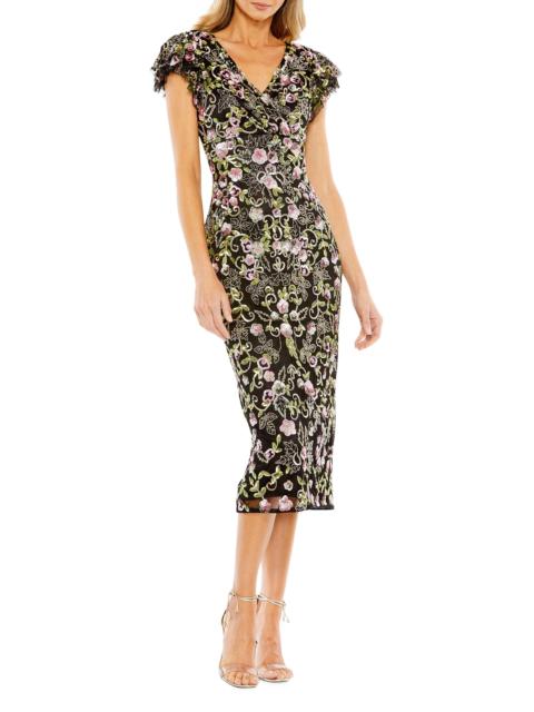 MAC DUGGAL Women's Embellished Cap-Sleeve Dress - Black Multi