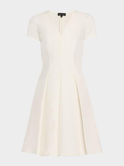 EMPORIO ARMANI Emma Pleated V-Neck Mini Dress