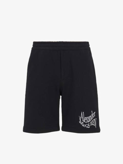 Alexander McQueen Men's Warped Logo Shorts in Black