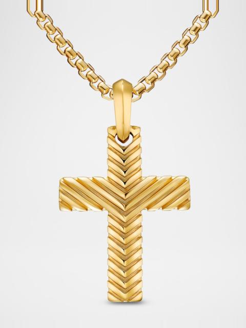 DAVID YURMAN Men's Chevron Cross Enhancer in 18K Gold, 36mm
