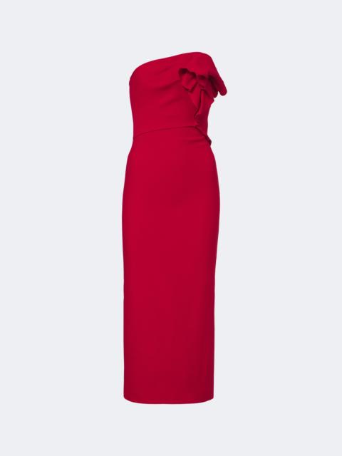 ROLAND MOURET Draped wool and silk corset dress