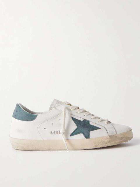 Superstar Distressed Suede-Trimmed Full-Grain Leather Sneakers