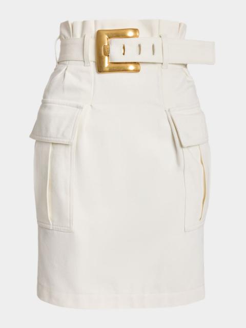 Balmain 2-Pockets Belted Pencil Skirt