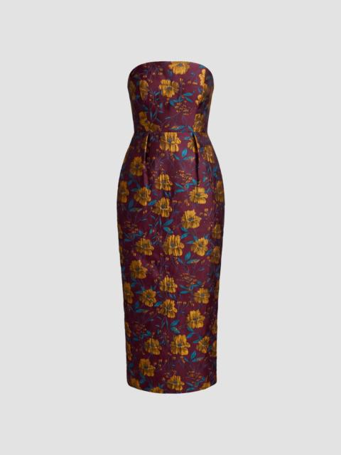 MAC DUGGAL Women's Floral Brocade Strapless Midi-Dress - Plum Multi