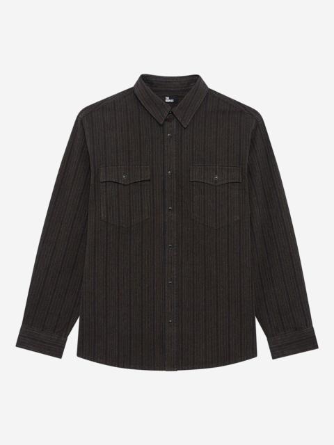The Kooples BROWN AND BLUE MOLTEN STRIPE OVERSHIRT