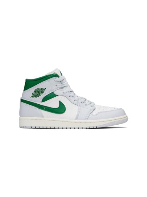 Jordan White & Green Air Jordan 1 Mid Sneakers