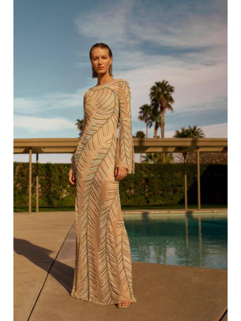 KAREN MILLEN Feather Crystal Embellished Maxi Dress