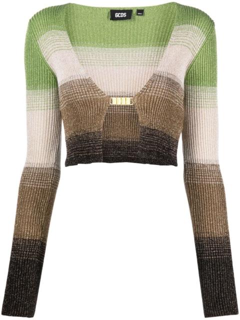 GCDS degradé-effect lurex cropped cardigan