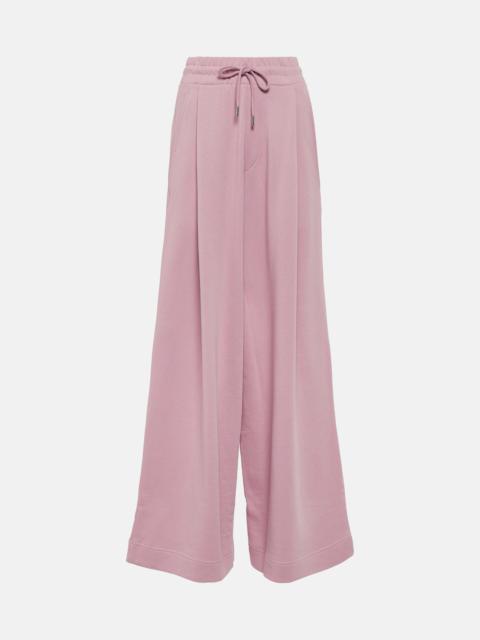 Pleated cotton wide-leg pants