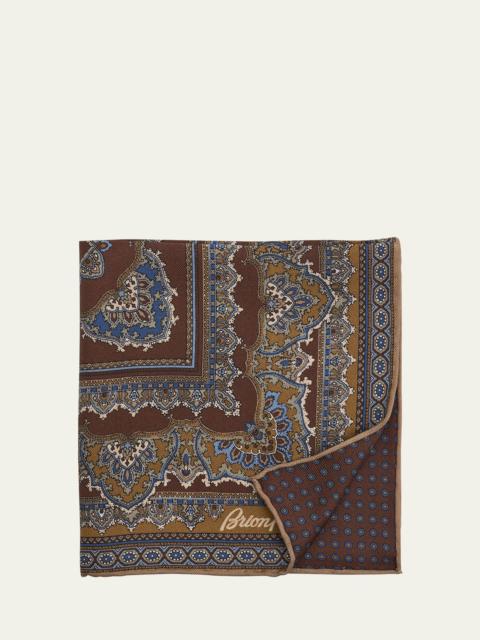 Brioni Men's Double-Face Medallion and Circle Silk Pocket Square