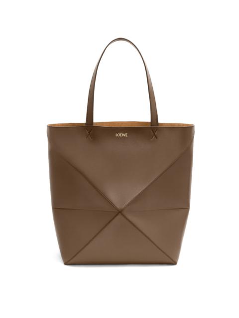 Large Puzzle Fold Tote in shiny calfskin