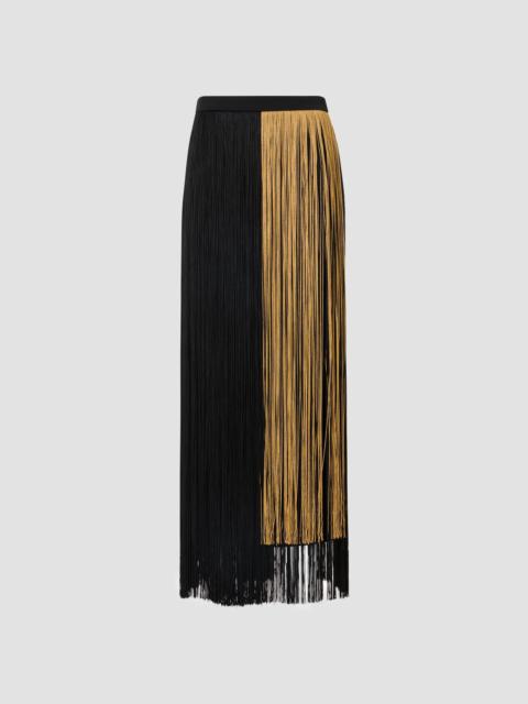 AKRIS Women's Colorblocked Fringe Midi Pencil Skirt - Black Gold