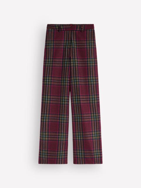 BODEN Belgravia Wool Blend Pants-Maroon And Olive Check