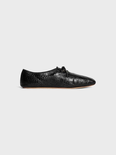 CELINE BALLET LACE-UP SHOE IN CROCODILE STAMPED LAMBSKIN