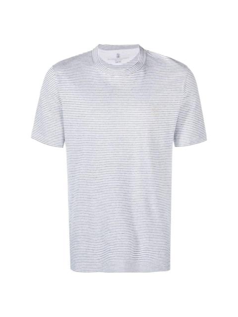 striped cotton-linen T-shirt