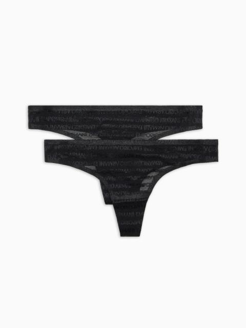 Two-pack of ASV recycled bonded mesh thongs with all-over logo lettering