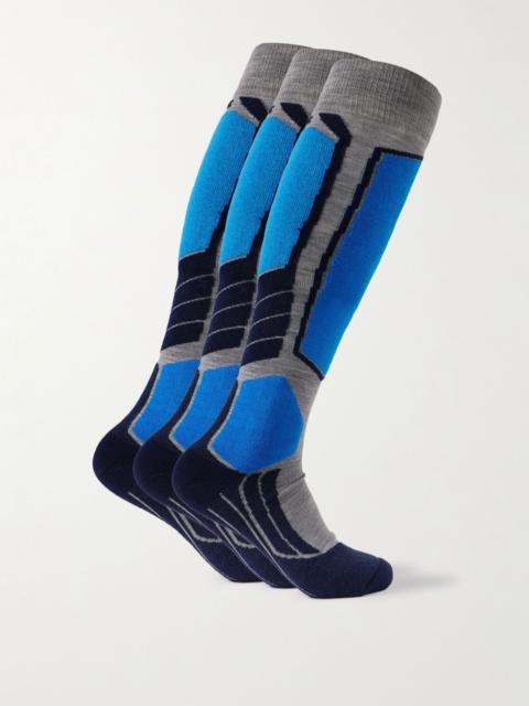 FALKE SK2 Intermediate Three-Pack Jacquard-Knit Ski Socks Multi