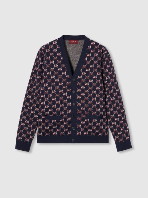 GUCCI Wool jacquard cardigan with GG Shadow