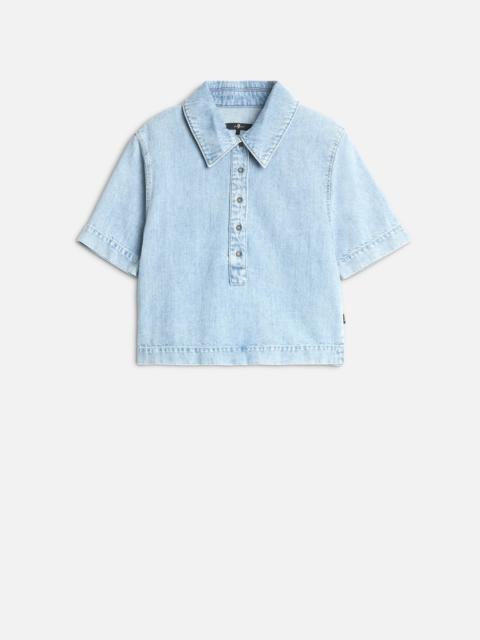 7 For All Mankind Indigo Linen Polo in Kansas