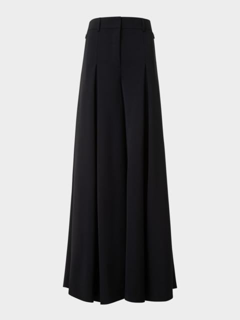 AKRIS Fiorello Pleated Stretch Wool Twill Wide-Leg Pants