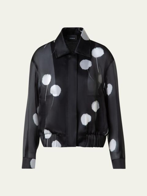 AKRIS Wanda Windflower-Print Silk Crepe Blouson Jacket