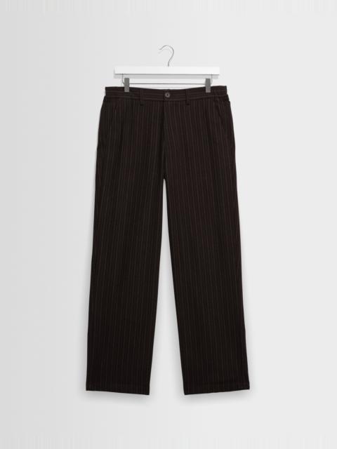 Wax London Malham - Brown Italian Flannel Stripe Trouser