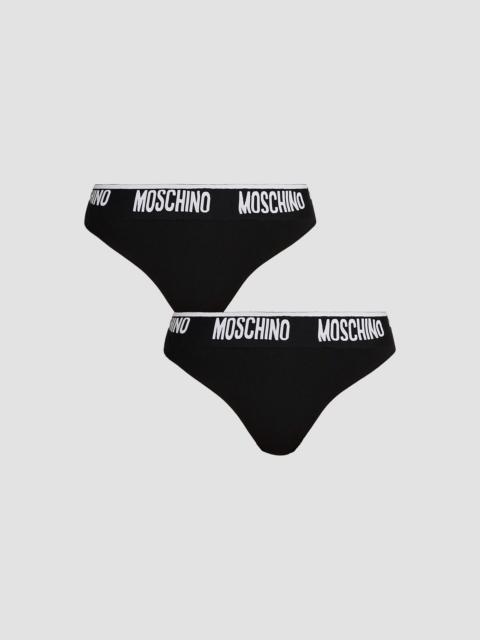 Moschino Women's 2-Pack Logo-Waistband Thong - Black