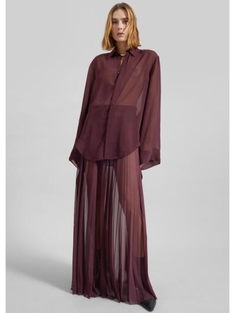 The Frankie Shop Verlin Sheer Chiffon Tie Cuff Shirt - Burgundy