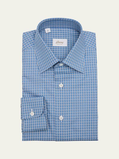 Brioni Men's Cotton Graph Check Dress Shirt