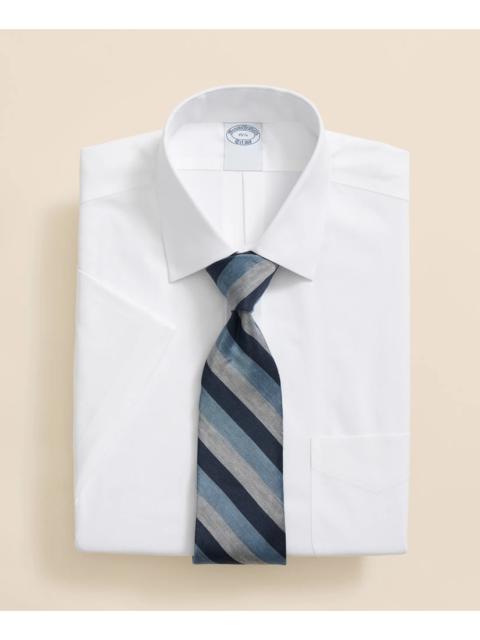 Brooks Brothers Stretch Supima® Cotton Non-Iron Ainsley Collar, Short-Sleeve Dress Shirt