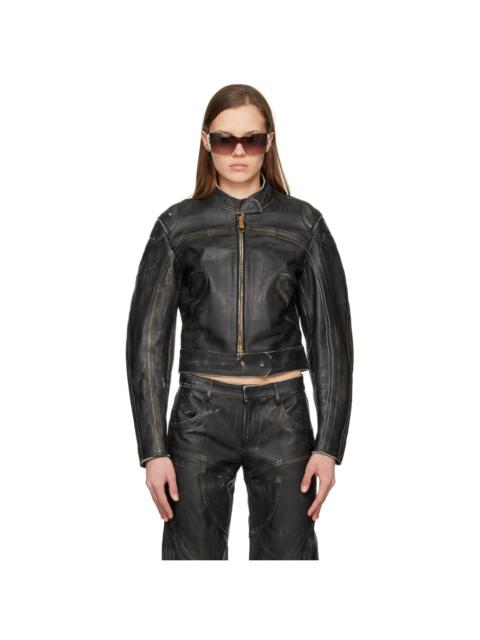 Blumarine Giacca shearling-trim Leather Jacket - Farfetch