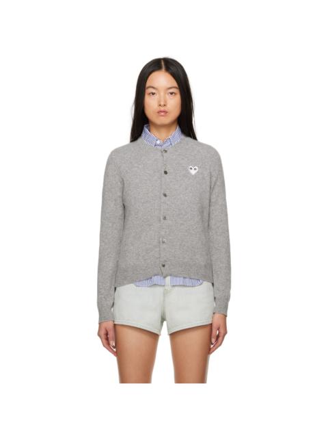 Comme des Garçons PLAY Gray Heart Patch Cardigan