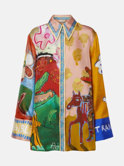 ALÉMAIS Mlak printed silk twill shirt