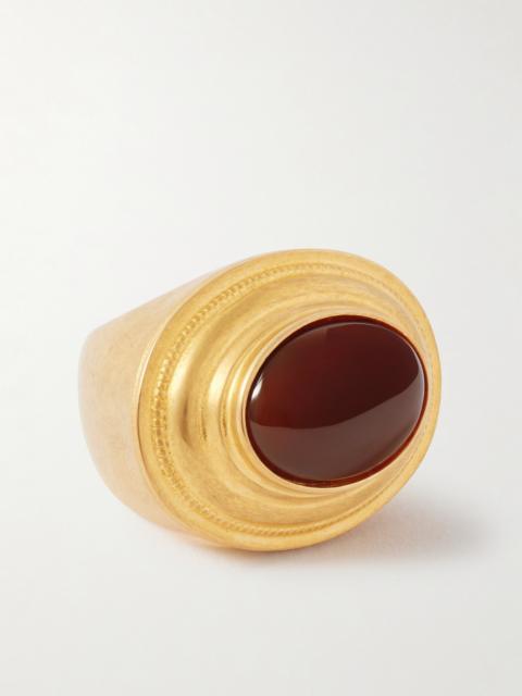 SAINT LAURENT Gold-tone Agate Ring