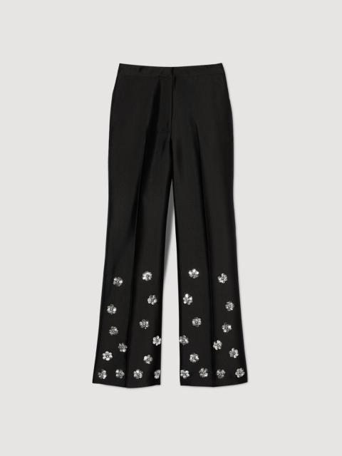 Sandro SATIN-LOOK SEQUIN TROUSERS