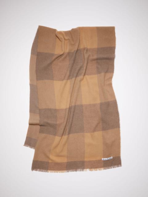 Check wool scarf - Dark camel/fox grey