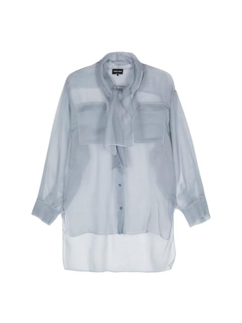 scarf-detail organza shirt