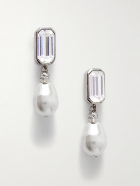 Alexander McQueen Skull Gold-tone, Crystal And Faux Pearl Earrings