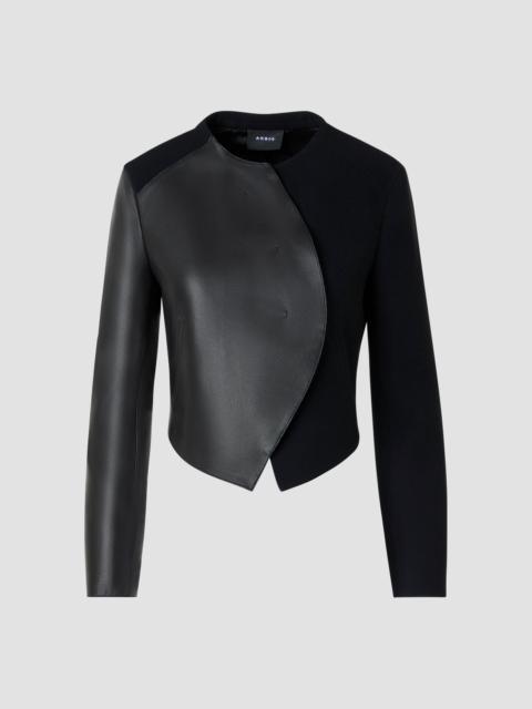 AKRIS Women's Hynora Leather-Inset Virgin Wool Jacket - Black