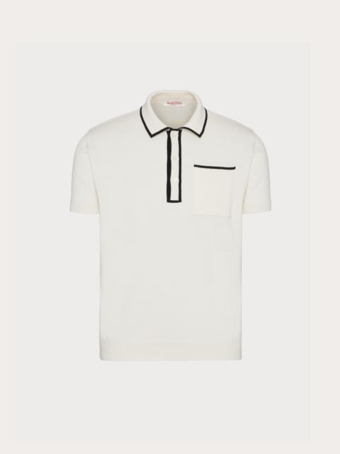 COTTON POLO SHIRT WITH SIGNATURE VLOGO EMBROIDERY