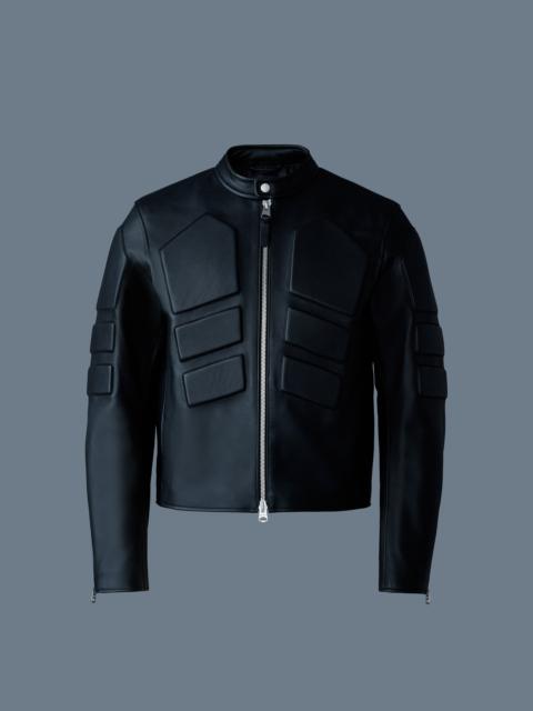 CANNON Padded moto racer leather jacket