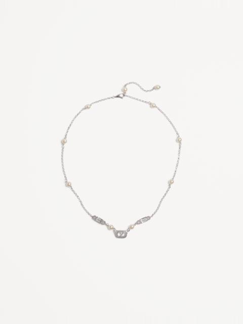 OVALETTE NECKLACE IN METAL, PEARLS, AND SWAROVSKI® CRYSTALS