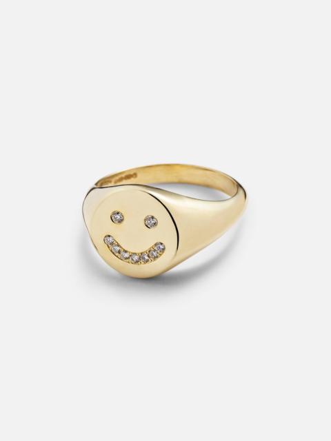 ROXANNE FIRST Smiley 14kt gold ring with diamonds